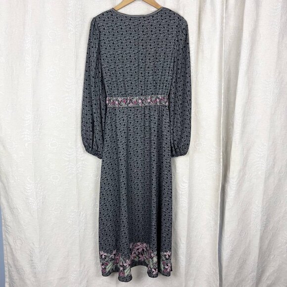 Max Studio London floral maxi wrap dress balloon sleeves chiffon boho print - Picture 7 of 12